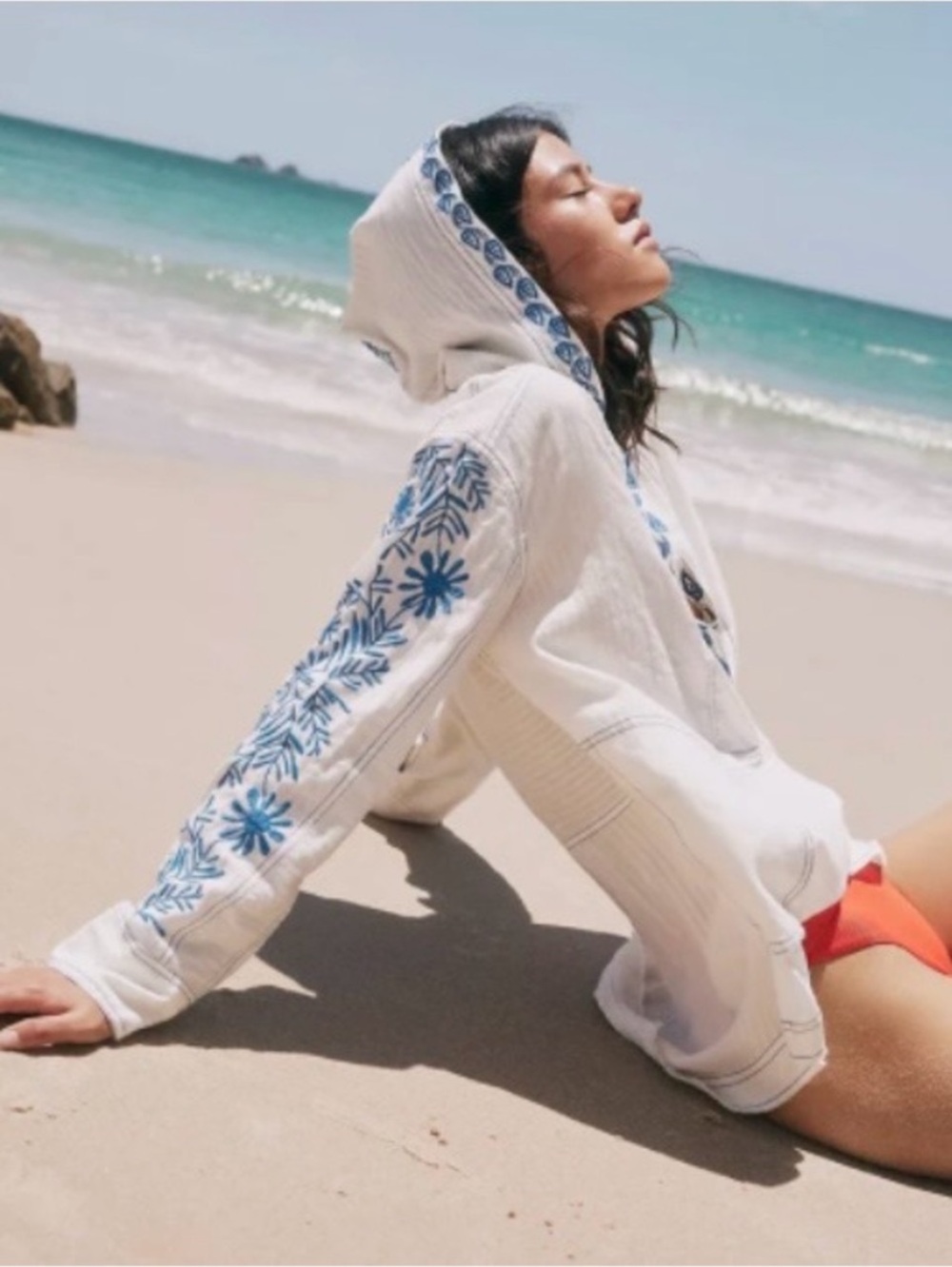EUC Free People We The Free Lagos Embroidered Hoodie Size XS